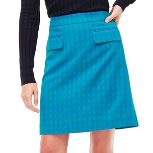 J.Crew aqua and teal gingham a-line mini skirt (NWT)